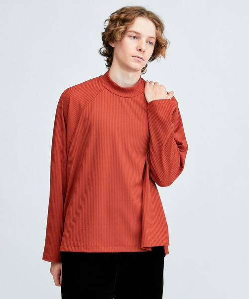 Lui's(ルイス)の「VISCOSE混ストレッチモックネックプルオーバー(Tシャツ/カットソー・メンズ・ホワイト/ブラック/ブラウン・FREE)」の5枚目の写真