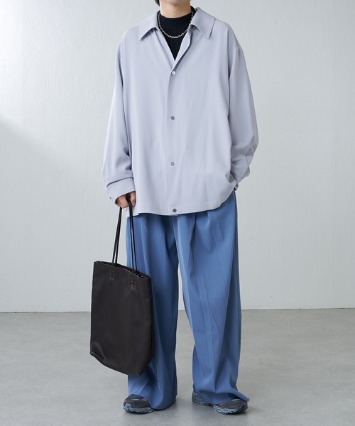 Lui's(ルイス)の「VISCOSE混ストレッチモックネックプルオーバー(Tシャツ/カットソー・メンズ・ホワイト/ブラック/ブラウン・FREE)」の14枚目の写真