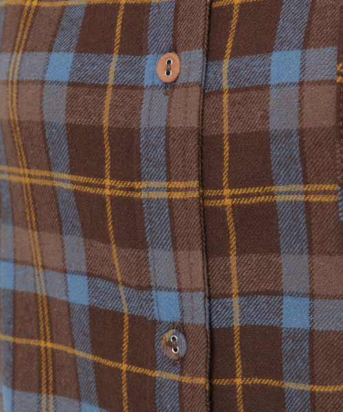 LBC（エルビーシー）の「配色ボタンチェックネルシャツ（シャツ/ブラウス・レディース・チャコールグレー/グリーン/モカ・M）」の14枚目の写真