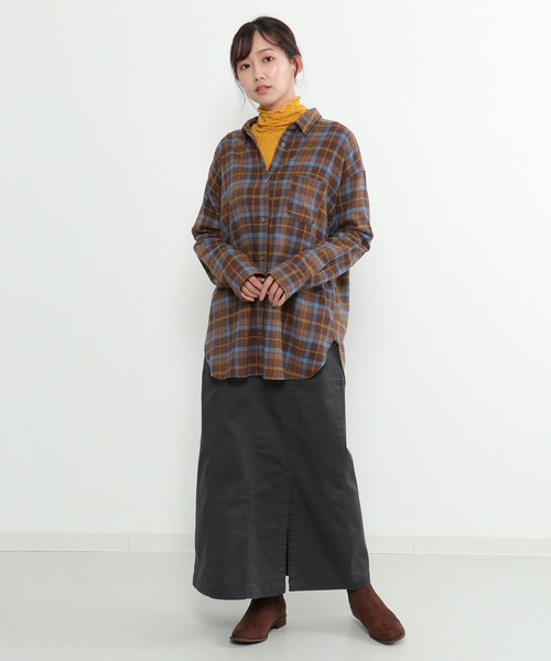 LBC（エルビーシー）の「配色ボタンチェックネルシャツ（シャツ/ブラウス・レディース・チャコールグレー/グリーン/モカ・M）」の15枚目の写真