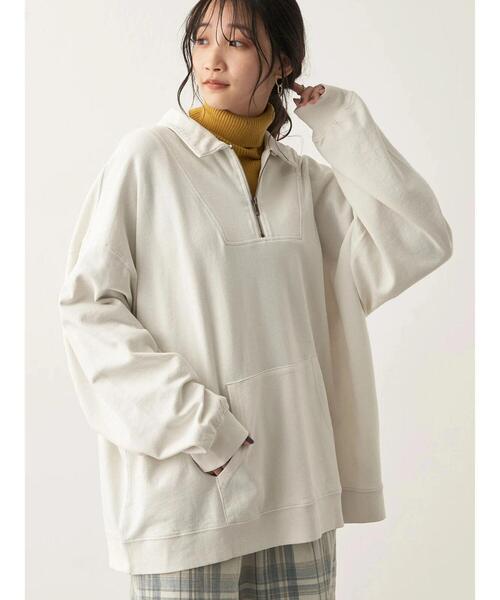 CRAFT STANDARD BOUTIQUE(クラフトスタンダードブティック)の「【BIG】ピグメントダイハーフZIPスウェット *(スウェット・メンズ・レッド/ライトグレー/パープル/チャコールグレー・LL/L/M)」の5枚目の写真