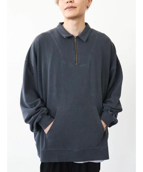 CRAFT STANDARD BOUTIQUE(クラフトスタンダードブティック)の「【BIG】ピグメントダイハーフZIPスウェット *(スウェット・メンズ・レッド/ライトグレー/パープル/チャコールグレー・LL/L/M)」の6枚目の写真