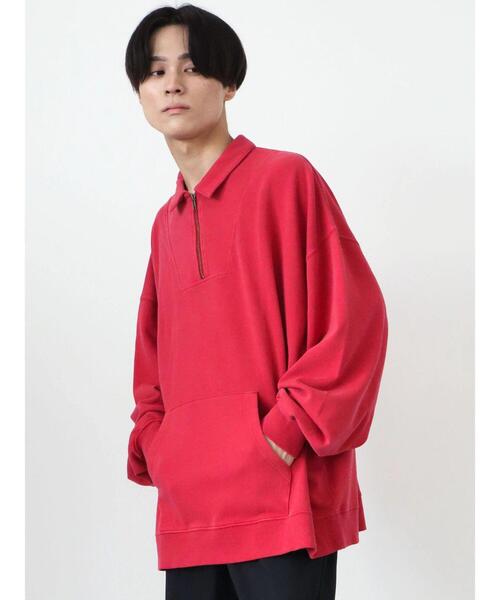 CRAFT STANDARD BOUTIQUE(クラフトスタンダードブティック)の「【BIG】ピグメントダイハーフZIPスウェット *(スウェット・メンズ・レッド/ライトグレー/パープル/チャコールグレー・LL/L/M)」の7枚目の写真