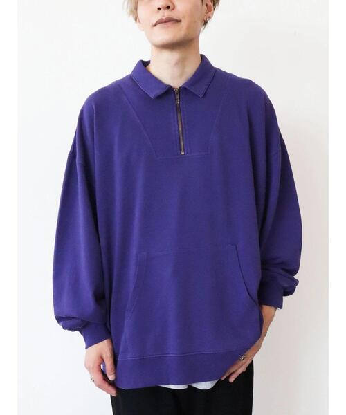 CRAFT STANDARD BOUTIQUE(クラフトスタンダードブティック)の「【BIG】ピグメントダイハーフZIPスウェット *(スウェット・メンズ・レッド/ライトグレー/パープル/チャコールグレー・LL/L/M)」の8枚目の写真