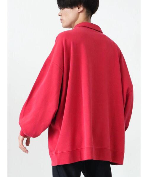 CRAFT STANDARD BOUTIQUE(クラフトスタンダードブティック)の「【BIG】ピグメントダイハーフZIPスウェット *(スウェット・メンズ・レッド/ライトグレー/パープル/チャコールグレー・LL/L/M)」の9枚目の写真