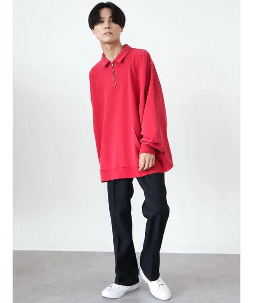 CRAFT STANDARD BOUTIQUE(クラフトスタンダードブティック)の「【BIG】ピグメントダイハーフZIPスウェット *(スウェット・メンズ・レッド/ライトグレー/パープル/チャコールグレー・LL/L/M)」の10枚目の写真