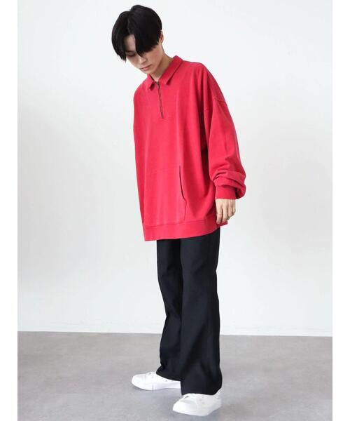 CRAFT STANDARD BOUTIQUE(クラフトスタンダードブティック)の「【BIG】ピグメントダイハーフZIPスウェット *(スウェット・メンズ・レッド/ライトグレー/パープル/チャコールグレー・LL/L/M)」の11枚目の写真