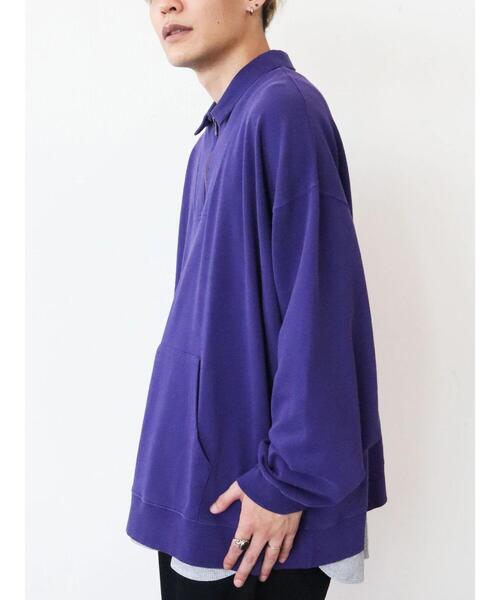 CRAFT STANDARD BOUTIQUE(クラフトスタンダードブティック)の「【BIG】ピグメントダイハーフZIPスウェット *(スウェット・メンズ・レッド/ライトグレー/パープル/チャコールグレー・LL/L/M)」の13枚目の写真