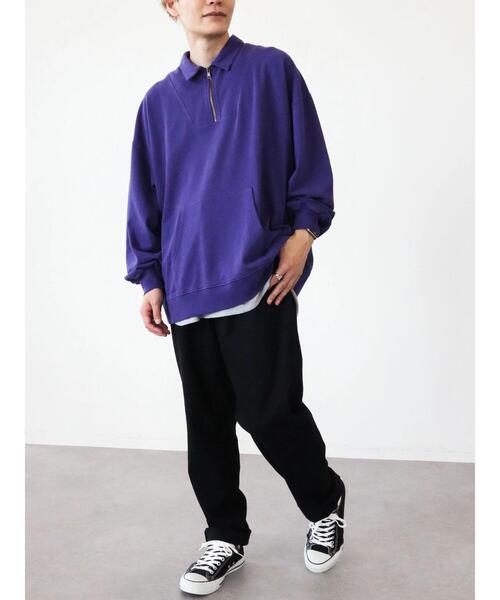 CRAFT STANDARD BOUTIQUE(クラフトスタンダードブティック)の「【BIG】ピグメントダイハーフZIPスウェット *(スウェット・メンズ・レッド/ライトグレー/パープル/チャコールグレー・LL/L/M)」の14枚目の写真