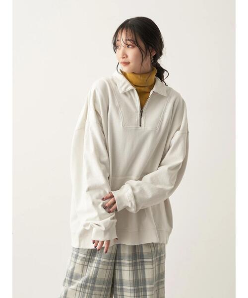 CRAFT STANDARD BOUTIQUE(クラフトスタンダードブティック)の「【BIG】ピグメントダイハーフZIPスウェット *(スウェット・メンズ・レッド/ライトグレー/パープル/チャコールグレー・LL/L/M)」の17枚目の写真