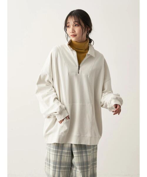CRAFT STANDARD BOUTIQUE(クラフトスタンダードブティック)の「【BIG】ピグメントダイハーフZIPスウェット *(スウェット・メンズ・レッド/ライトグレー/パープル/チャコールグレー・LL/L/M)」の18枚目の写真