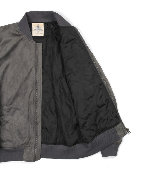 The DUFFER of ST.GEORGE（ザダファーオブセントジョージ）の「【WEB限定アイテム】FAKE SUEDE MA-1：フェイクスエード MA1（MA-1・メンズ・グレー/ブラック・SMALL/MEDIUM/LARGE/X-LARGE）」の12枚目の写真