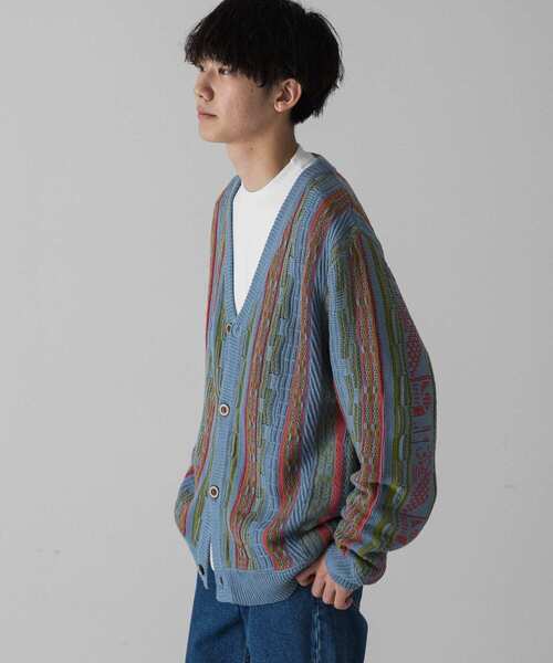 SENSE OF PLACE by URBAN RESEARCH（センスオブプレイスバイアーバンリサーチ）の「『ユニセックス』マルチカラーケーブルカーディガン（カーディガン/ボレロ・メンズ・ブラック/ブルー・MEDIUM/LARGE）」の13枚目の写真
