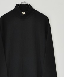 16/-天竺 袖リブ ハイネック 無地 コットン ロング Tシャツ TRAP/U