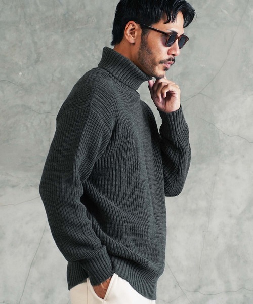 jiggys shop（ジギーズショップ）の「タートルネック ワッフル畦編み ニット セーター（ニット/セーター・メンズ・グリーン系その他/ホワイト系その他/グレー系その他/ブラック系その他2/グレー系その他2/ブルー系その他/ブラウン系その他/ブラック系その他/ベージュ系その他/ブルー系その他2/グレー系その他3/グリーン系その他2/レッド系その他/ブルー系その他3/オレンジ系その他/グレー系その他4・X-LARGE/SMALL/MEDIUM/LARGE）」の7枚目の写真