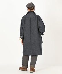 45R フォーティファイブ アール インディゴ リネン ステンカラーコート 美品】45R コットンリネンデニムの908ステンカラーコート