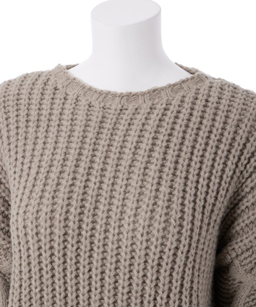 fifth（フィフス）の「袖ケーブルあぜ編みボリュームニット（ニット/セーター・レディース・グリーン/アイボリー/モカ・M）」の17枚目の写真