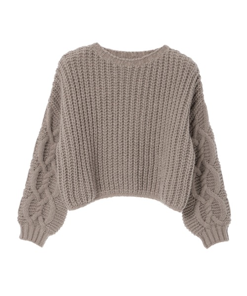 fifth（フィフス）の「袖ケーブルあぜ編みボリュームニット（ニット/セーター・レディース・グリーン/アイボリー/モカ・M）」の6枚目の写真