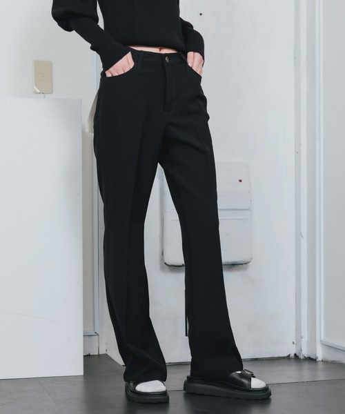 SOMETHING(サムシング)の「SOMETHING/サムシング FLARE PANTS フレアパンツ スラックス(スラックス・レディース・イエロー/レッド/ブラウン/グリーン/ブラック・M/XS/S)」の2枚目の写真