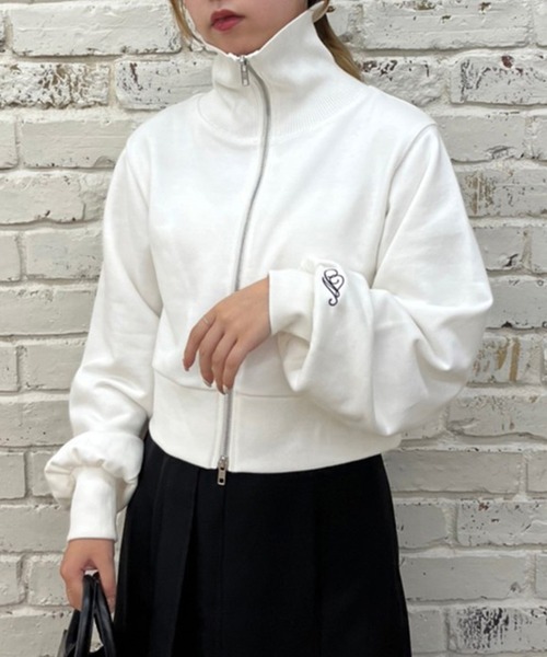 one after another NICE CLAUP(ワンアフターアナザーナイスクラップ)の「イニシャル刺繍入り ZIPアップ裏毛スウェット(スウェット・レディース・ラベンダー/ブラック/オフホワイト・FREE)」の12枚目の写真