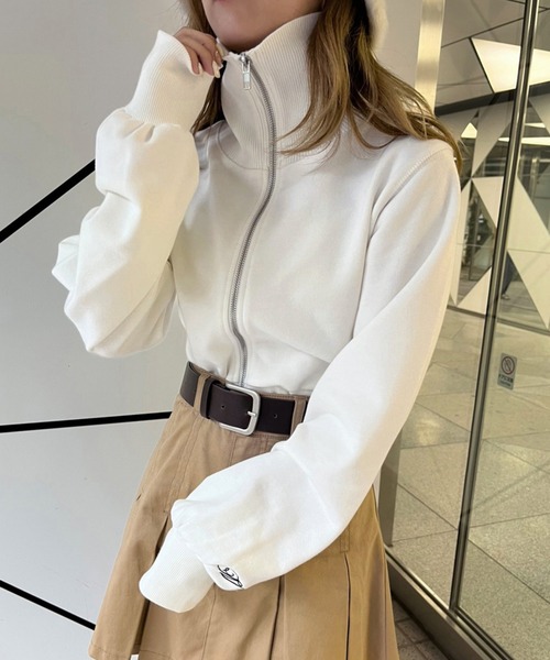 one after another NICE CLAUP(ワンアフターアナザーナイスクラップ)の「イニシャル刺繍入り ZIPアップ裏毛スウェット(スウェット・レディース・ラベンダー/ブラック/オフホワイト・FREE)」の13枚目の写真