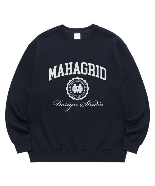 MAHAGRID(マハグリッド)の「『mahagrid/マハグリッド』AUTHENTIC SWEATSHIRT/カレッジロゴ ロングスリーブスウェットシャツ(スウェット・レディース・グリーン/ネイビー/グレー/ライトグレー/ブラック/アイボリー・M/L)」の6枚目の写真