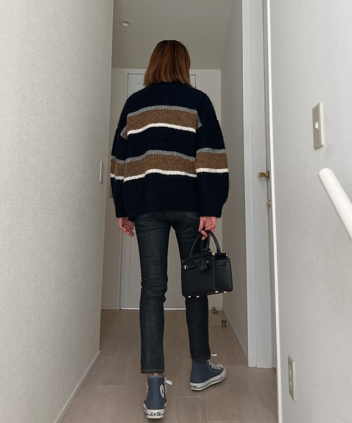 Vicente（ヴィセンテ）の「Color knit cardigan（カーディガン/ボレロ・レディース・ネイビー/ホワイト・FREE）」の9枚目の写真