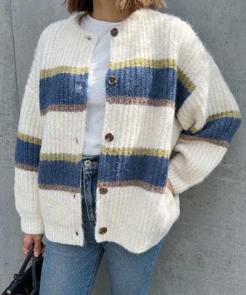 Vicente（ヴィセンテ）の「Color knit cardigan（カーディガン/ボレロ・レディース・ネイビー/ホワイト・FREE）」の20枚目の写真