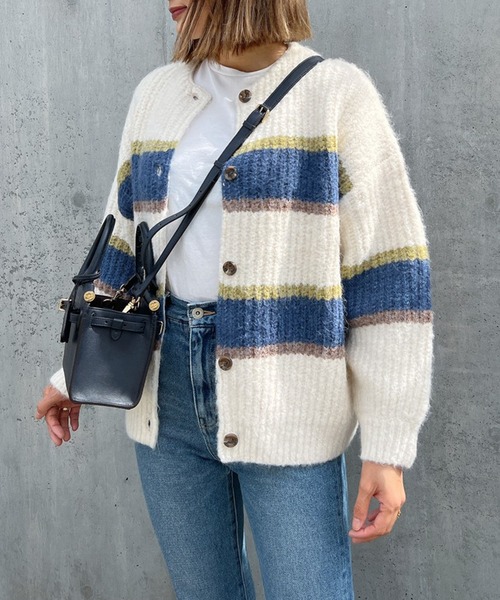 Vicente（ヴィセンテ）の「Color knit cardigan（カーディガン/ボレロ・レディース・ネイビー/ホワイト・FREE）」の21枚目の写真