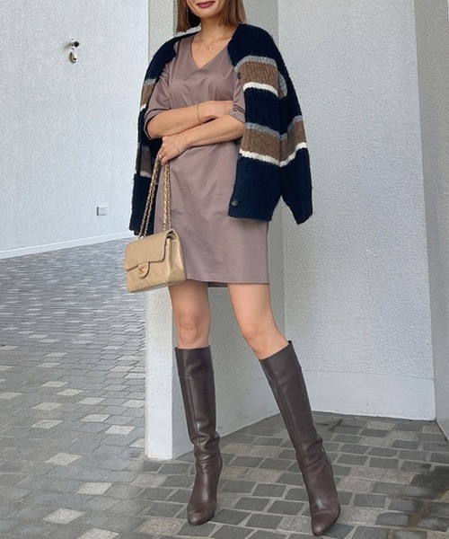 Vicente（ヴィセンテ）の「Color knit cardigan（カーディガン/ボレロ・レディース・ネイビー/ホワイト・FREE）」の7枚目の写真