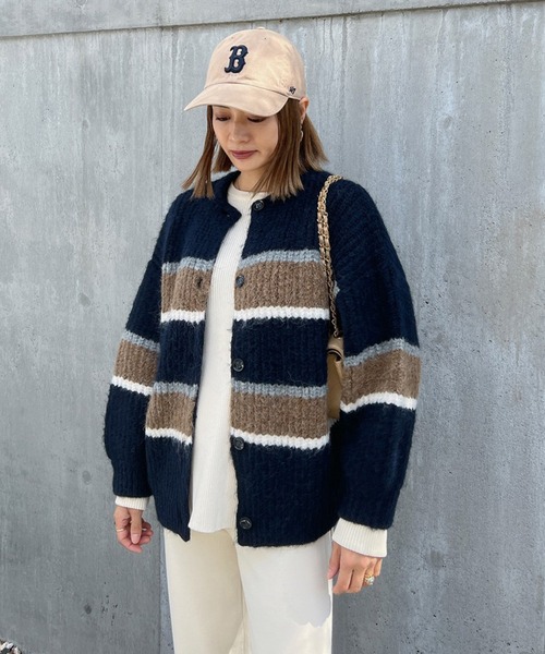 Vicente（ヴィセンテ）の「Color knit cardigan（カーディガン/ボレロ・レディース・ネイビー/ホワイト・FREE）」の22枚目の写真