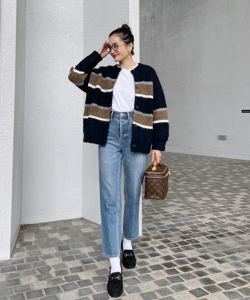 Vicente（ヴィセンテ）の「Color knit cardigan（カーディガン/ボレロ・レディース・ネイビー/ホワイト・FREE）」の13枚目の写真