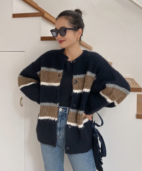 Vicente（ヴィセンテ）の「Color knit cardigan（カーディガン/ボレロ・レディース・ネイビー/ホワイト・FREE）」の18枚目の写真