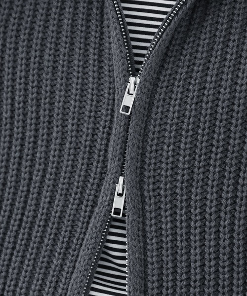 ASTRONOMY(アストロノミー)の「ビッグシルエット畦編みドライバーズニット ジップニット(ニット/セーター・メンズ・ワイン/オフホワイト/ブラック/チャコールグレー/ブルー/ブラウン/ブラック系/ネイビー・M/L/S/XL)」の10枚目の写真