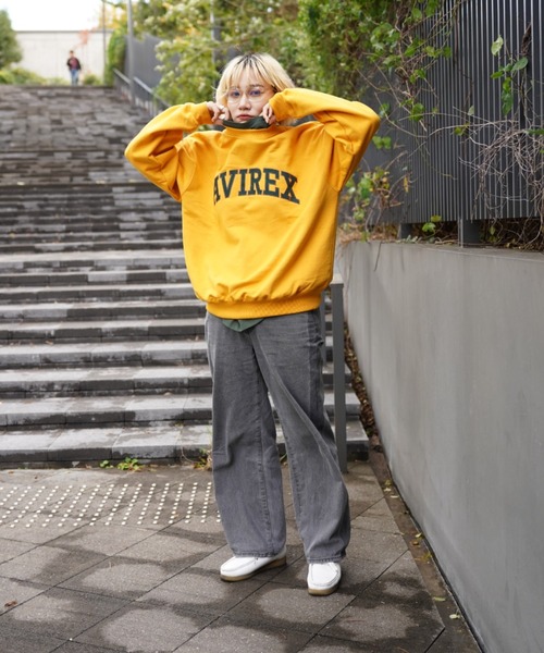 AVIREX（アヴィレックス）の「《WEB&DEPOT限定》LOGO PATCHED CREW SWEAT / ロゴ パッチドクルースウェット（スウェット・メンズ・ブラック/マスタード/その他5/レッド/ダークグリーン系・F/L/M/XL/XXL）」の12枚目の写真