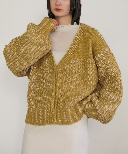 select MOCA（セレクトモカ）の「ミックスリブデザインニットショートカーディガン（カーディガン/ボレロ・レディース・マスタード/ブルー/グレー・FREE）」の3枚目の写真