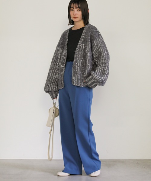 select MOCA（セレクトモカ）の「ミックスリブデザインニットショートカーディガン（カーディガン/ボレロ・レディース・マスタード/ブルー/グレー・FREE）」の13枚目の写真