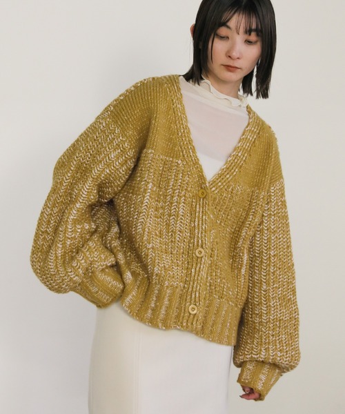 select MOCA（セレクトモカ）の「ミックスリブデザインニットショートカーディガン（カーディガン/ボレロ・レディース・マスタード/ブルー/グレー・FREE）」の11枚目の写真