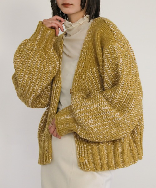 select MOCA（セレクトモカ）の「ミックスリブデザインニットショートカーディガン（カーディガン/ボレロ・レディース・マスタード/ブルー/グレー・FREE）」の22枚目の写真