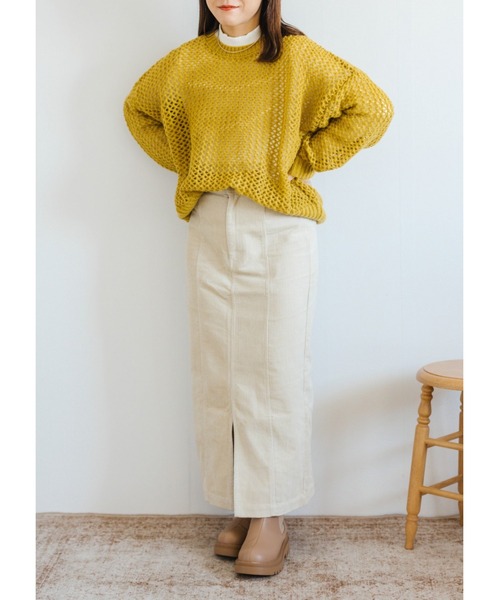 Amourire(アムリール)の「【yumi.コラボ】コーデュロイバックスリットスカート(スカート・レディース・アイボリー/ダークブラウン・M/L)」の5枚目の写真