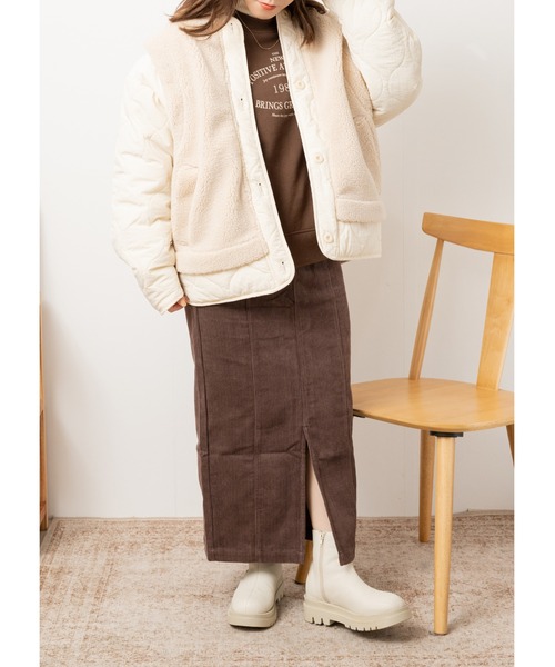 Amourire(アムリール)の「【yumi.コラボ】コーデュロイバックスリットスカート(スカート・レディース・アイボリー/ダークブラウン・M/L)」の12枚目の写真