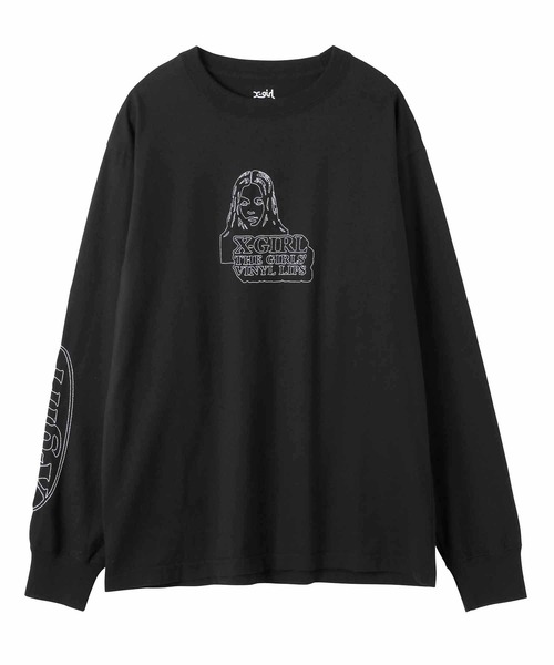 X-girl(エックスガール)の「FACE & LOGO STITCH L/S TEE(Tシャツ/カットソー・レディース・ブラック/ホワイト/ピンク・S/M/XL/L)」の3枚目の写真
