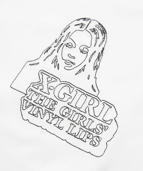 X-girl(エックスガール)の「FACE & LOGO STITCH L/S TEE(Tシャツ/カットソー・レディース・ブラック/ホワイト/ピンク・S/M/XL/L)」の7枚目の写真