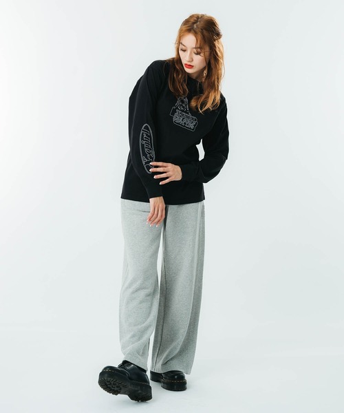 X-girl(エックスガール)の「FACE & LOGO STITCH L/S TEE(Tシャツ/カットソー・レディース・ブラック/ホワイト/ピンク・S/M/XL/L)」の21枚目の写真