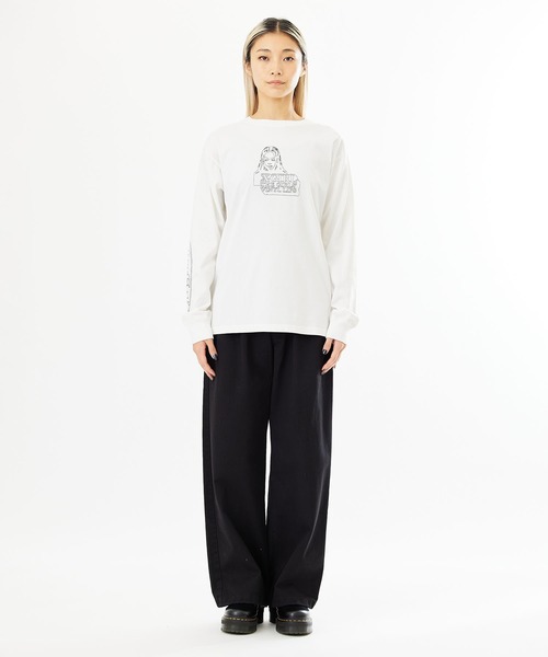 X-girl（エックスガール）の「FACE & LOGO STITCH L/S TEE（Tシャツ/カットソー・レディース・ブラック/ホワイト/ピンク・S/M/XL/L）」の18枚目の写真