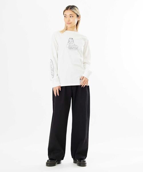 X-girl（エックスガール）の「FACE & LOGO STITCH L/S TEE（Tシャツ/カットソー・レディース・ブラック/ホワイト/ピンク・S/M/XL/L）」の12枚目の写真