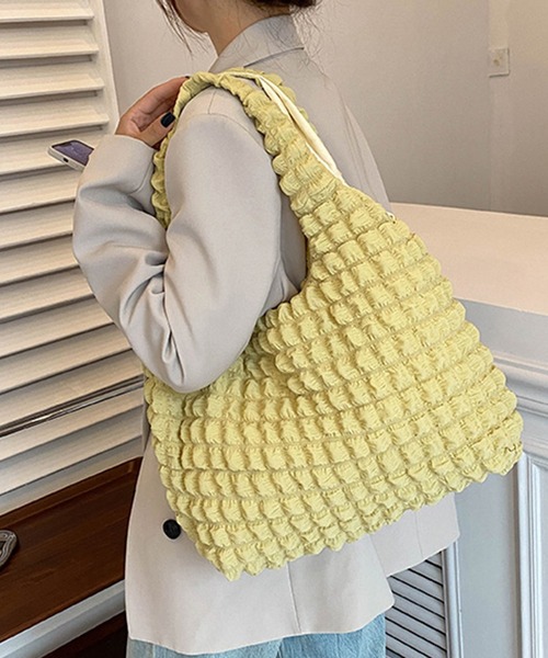 DAY CLOSET(デイ クローゼット)の「レディース ポコポコポップコーントートバッグ(トートバッグ・レディース・ピンク/イエロー/オフホワイト/ブラック/ローズ・ONE SIZE)」の1枚目の写真