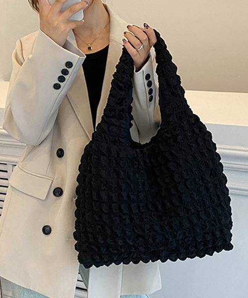 DAY CLOSET(デイ クローゼット)の「レディース ポコポコポップコーントートバッグ(トートバッグ・レディース・ピンク/イエロー/オフホワイト/ブラック/ローズ・ONE SIZE)」の9枚目の写真