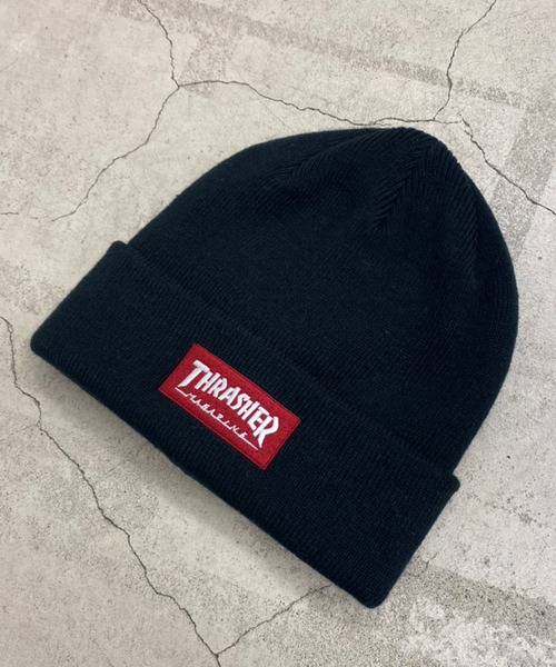 THRASHER(スラッシャー)の「WEGO/THRASHER BOX LOGO アクリルビーニー(ニットキャップ/ビーニー・メンズ・ブラック・FREE)」の4枚目の写真