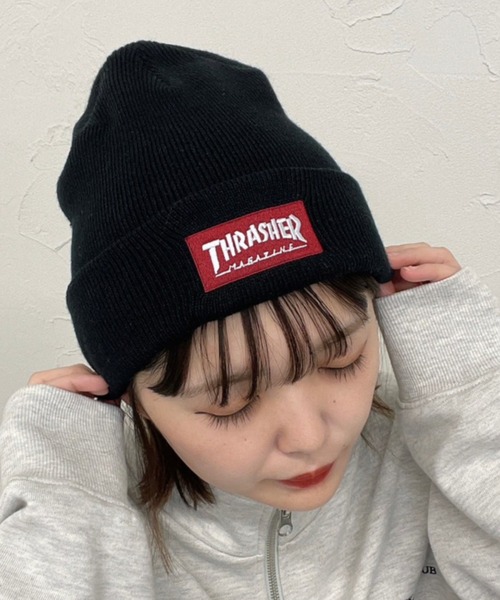 THRASHER(スラッシャー)の「WEGO/THRASHER BOX LOGO アクリルビーニー(ニットキャップ/ビーニー・メンズ・ブラック・FREE)」の3枚目の写真